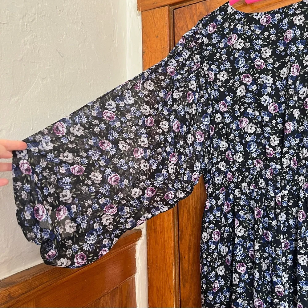 City Chic Blue Long Sleeve V-Neck Sundress - Picture 8 of 8